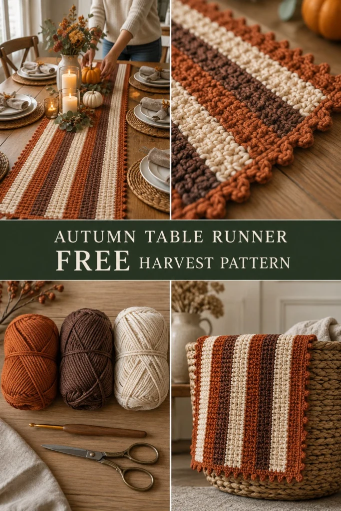 Autumn Harvest Crochet Table Runner Free Thanksgiving Pattern