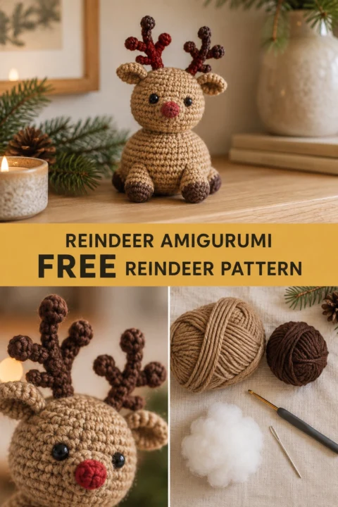 Jolly Reindeer Crochet Shelf Sitter Free Christmas Pattern