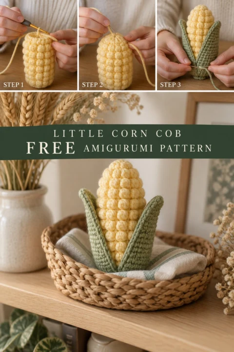 Little Corn Cob Crochet Shelf Sitter Free Thanksgiving Pattern