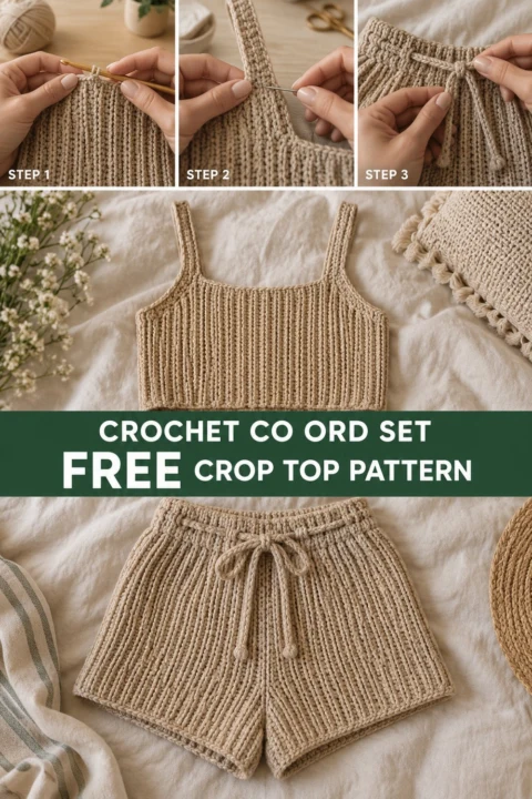 Matching Ribbed Crochet Crop Top And Shorts Free Crochet Pattern