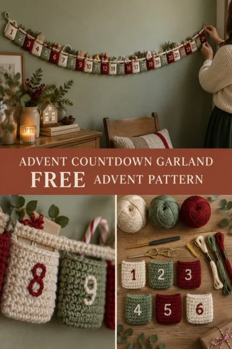 Pocket Advent Crochet Countdown Garland Free Christmas Pattern