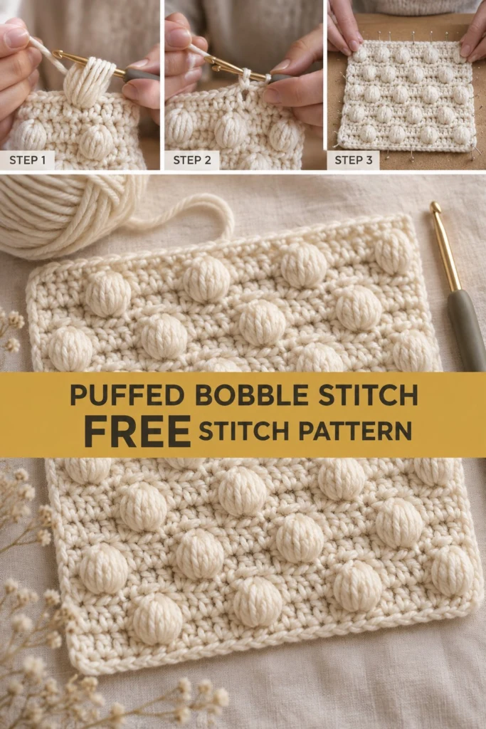 Puffed Bobble Crochet Stitch Tutorial Free Crochet Pattern