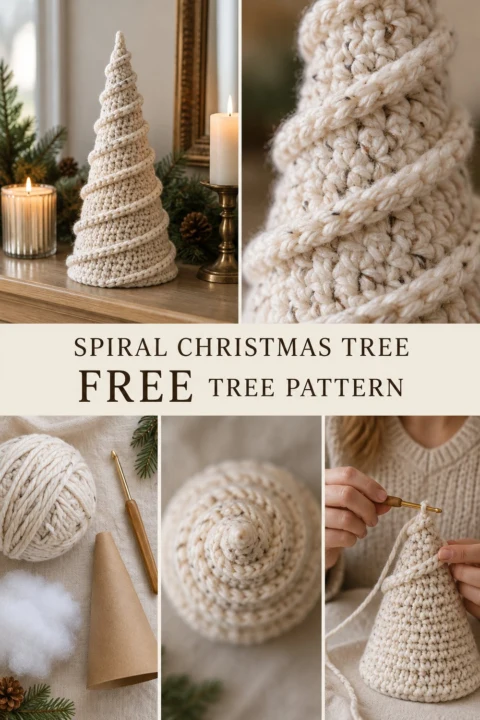 Snowy Spiral Crochet Christmas Tree Free Christmas Pattern