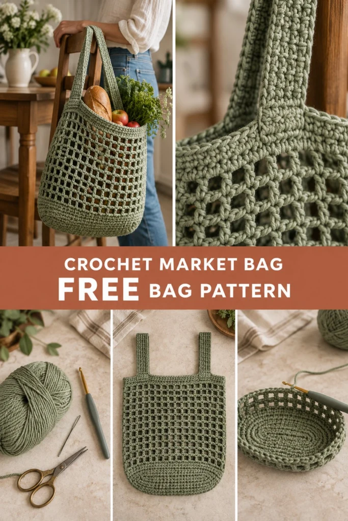 Sturdy Mesh Crochet Market Bag Free Crochet Pattern