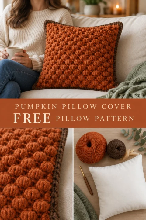 Toasted Pumpkin Crochet Pillow Cover Free Thanksgiving Pattern
